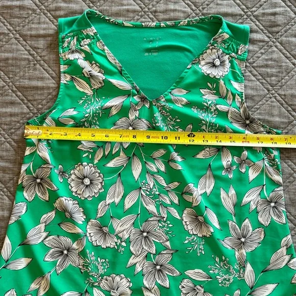 A New Day Green White Floral Sleeveless Tank Shirt Blouse, Size Small S - Picture 6 of 7
